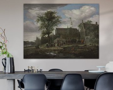 Grote of Sint-Laurenskerk from the south, with a maypole, Salomon van Ruysdael