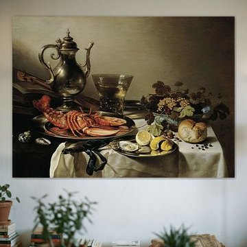 Pieter Claesz - Stilleven met zilverwerk en kreeft 1641