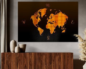 MODERN GRAPHIC ART World Map |  gold by Melanie Viola