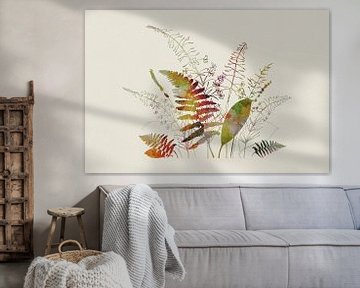 Retro botanisch boeket in zachte pasteltinten van Dina Dankers