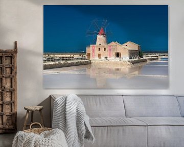 Windmill and salt pans at the salina of Trapani by iPics Photography