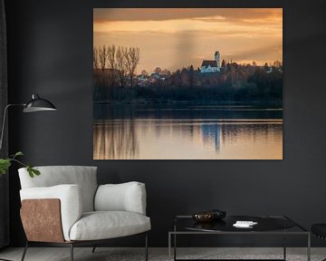 Nature lake and view to St.Martins Church van Photoart-Naegele