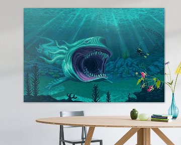 Shark monster (PIXEL ART) van Marco Willemsen