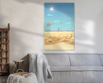Fantasie woestijn (PIXEL ART) van Marco Willemsen