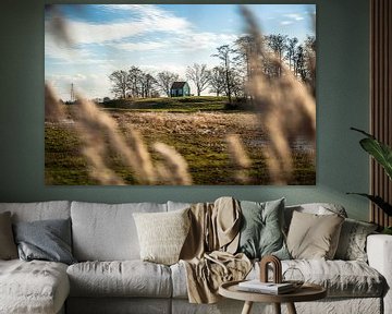 Vue du chalet en bois traditionnel sur Schokland