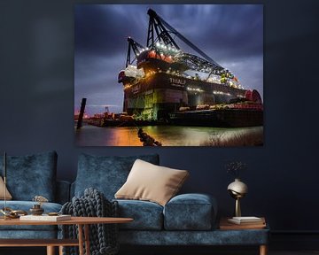 Thialf Crane Vessel. Harbour of Rotterdam, Netherlands by Art By Dominic