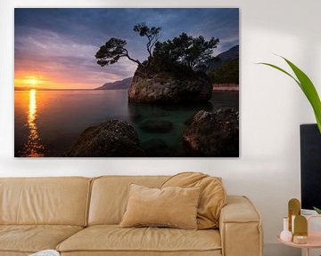 Sunset Croatia on the Adriatic coast - Brela Rock by Vincent Fennis
