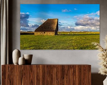 Schapenboet met schapen-  landschap Texel  van Texel360Fotografie Richard Heerschap