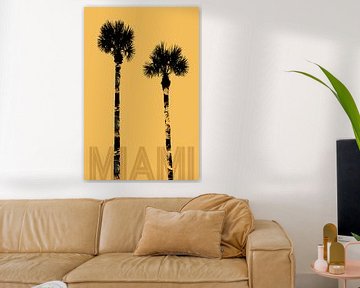 Graphic Art PALM TREES MIAMI | yellow & gold sur Melanie Viola