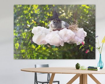 Cochon d'Inde Sorcière sur un nuage sur Marloes van Antwerpen