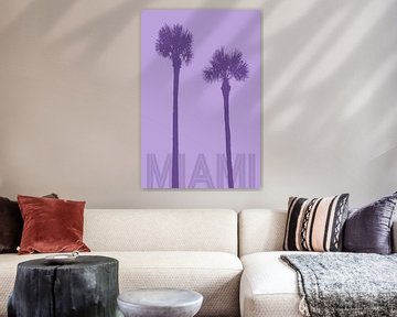 Grafische kunst PALMBOMEN MIAMI | violet van Melanie Viola