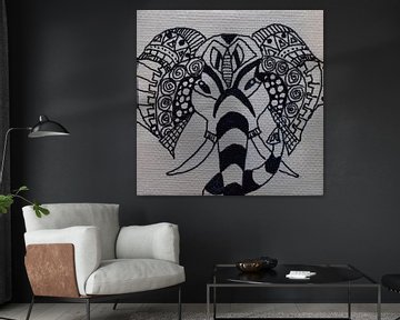 Olifant in Zentagle mini-canvas by Angelique van 't Riet