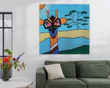 Mini-canvas Giraffe met bril sur Angelique van 't Riet