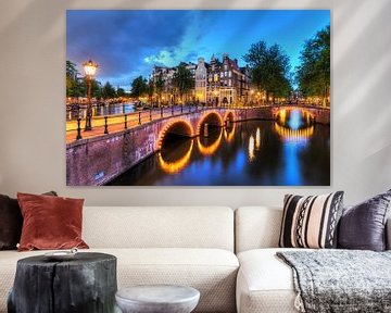 Keizergracht in de avond met verlichting sur Dennis van de Water