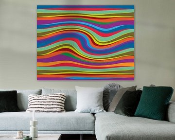 Abstracte kleurrijke grote golf gemaakt op de computer van Jolanta Mayerberg