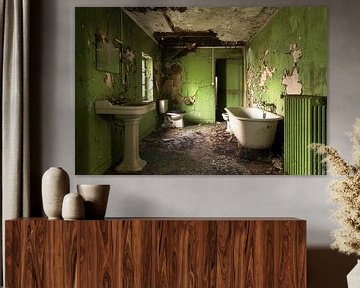 Grün verlassenes Badezimmer. von Roman Robroek