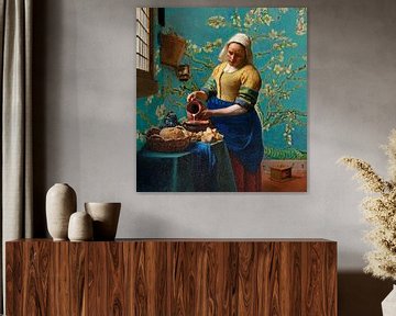 la fille à la perle - La laitière - Johannes Vermeer - Fleur d'amande branche dans un verre - Vincen sur Lia Morcus