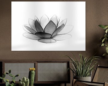 Lotus bloem in zwart wit van Callista de Sterke
