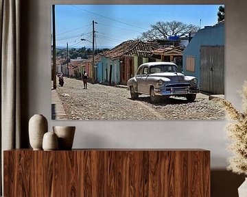 Silver old-timer in an old, colorful street in Trinidad, Cuba