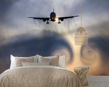 Airplane cloudburst vortex van Bas van der Spek