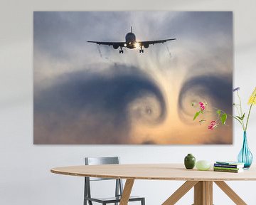 Airplane cloudburst vortex