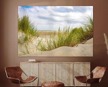 Dune herbe dans les dunes de sable à la plage de l'île de Terschelling sur Sjoerd van der Wal