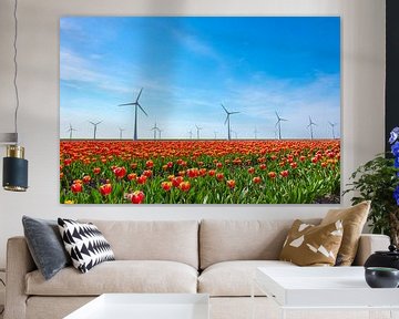 Wind turbines and tulips during a beautiful spring day by Sjoerd van der Wal