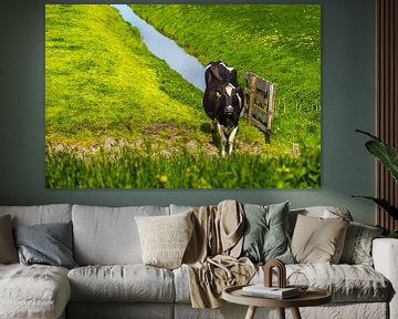 Koe in puur hollands weiland by Sjoerd Tullenaar