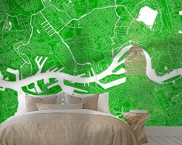 Rotterdam City Map | Green Watercolour by WereldkaartenShop