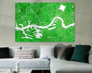 Plan de la ville de Rotterdam | Aquarelle verte sur WereldkaartenShop