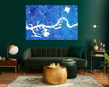 Plan de la ville de Rotterdam | Aquarelle bleue sur WereldkaartenShop
