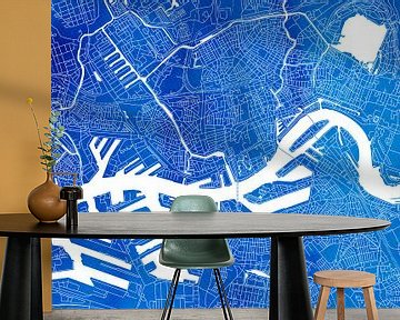 Rotterdam City map | Blue Watercolor by WereldkaartenShop