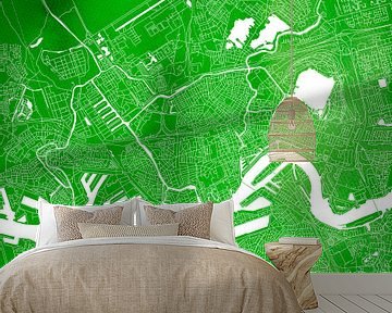 Rotterdam city map | Green watercolour Square by WereldkaartenShop