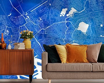 Rotterdam City map | Blue watercolor Square by WereldkaartenShop