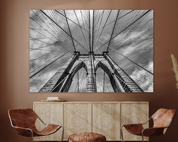 NEW YORK CITY Brooklyn Bridge is in de Detail | zwart-wit van Melanie Viola