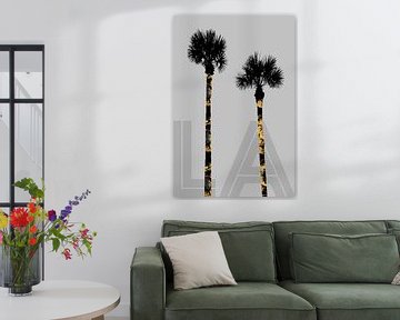 Graphic Art PALM TREES LA | grey by Melanie Viola