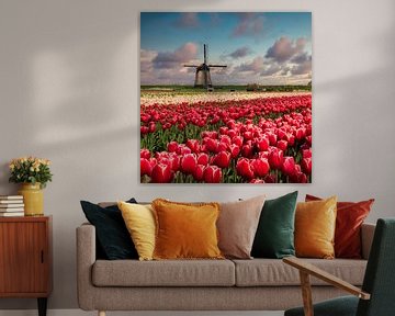 Tulips and windmill by Peter Bolman