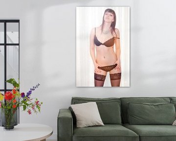 Sexy vrouw in zwarte lingerie