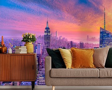 New York - Purple Skyline van Sascha Kilmer