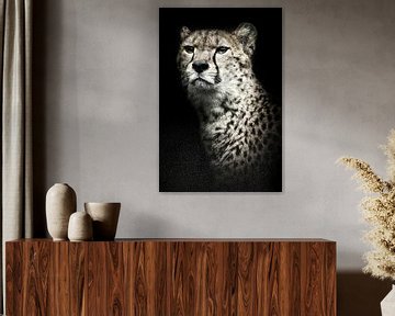 Cheetah portret / Cheetah portrait hard contrast van Elles Rijsdijk