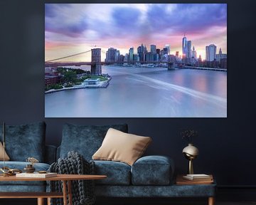 Skyline New York City bij zonsondergang van Marcel Kerdijk