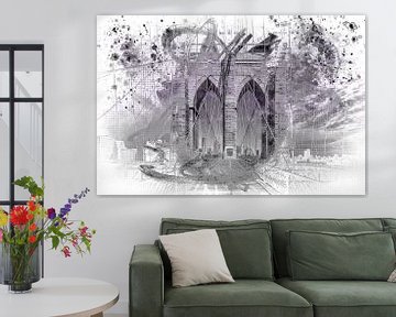 City Art Brooklyn Bridge in Detail | purple by Melanie Viola