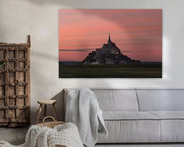 Roze hemel Mont Saint-Michel