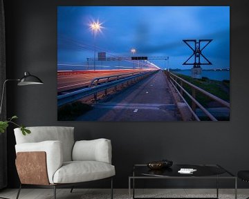 Les lumières rouges sur le pont Moerdijk sur Eugene Winthagen