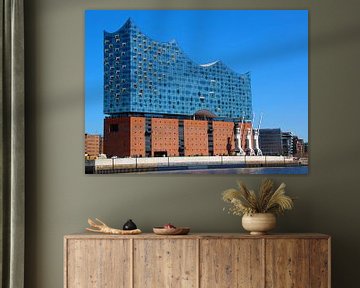 Elbphilharmonie in the sunshine from the river Elbe by Die Farbenfluesterin