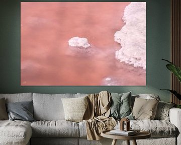 Close-up pink salt field by Ingrid Bargeman