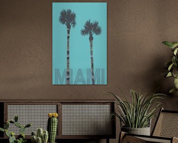 Graphic Art PALM TREES MIAMI | turquoise by Melanie Viola