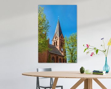 Church with trees in Warnemuende, Germany by Rico Ködder
