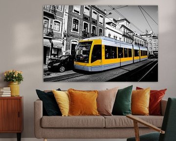 Yellow tram in Lisbon by Kim de Been