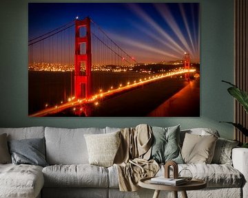 Golden Gate Bridge in de avond van Melanie Viola